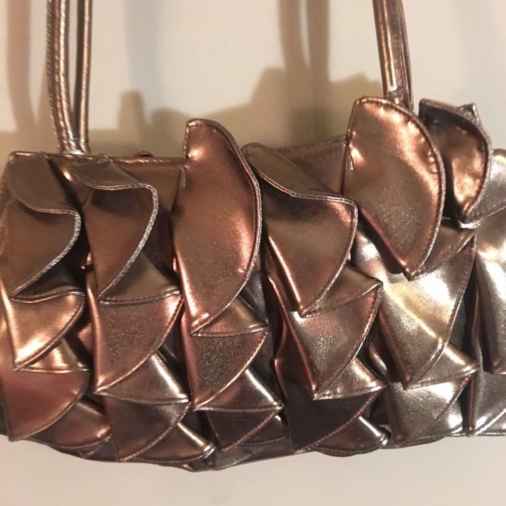 Front and Back Gold Ruffle Bag HandBag Purse - Picture 4 of 16